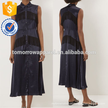 New Fashion Navy Sleeveless Midi Kleid mit Fransen Herstellung Großhandel Mode Frauen Bekleidung (TA5244D)